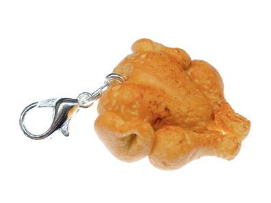 Truthahn Broiler Charm Anhänger Zipper Armband Miniblings Huhn Hühnchen Braun