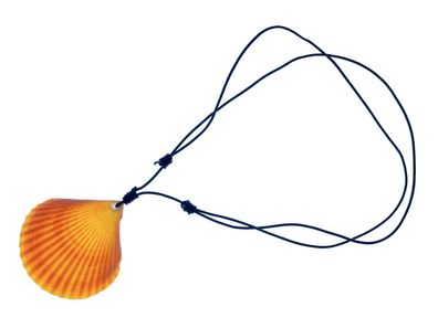 Muschel Kette Anhänger Miniblings Echte Jakobsmuschel Meer Lederband Boho Orange