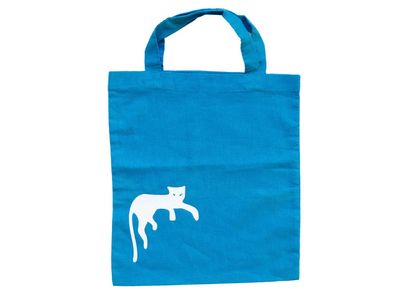 Tasche Katze Baumwolltragetasche Beutel Miniblings Tier Kater Panter blau klein