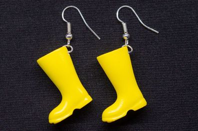 Gummistiefel gelb Ohrringe Miniblings Hänger Stiefel Regen Garten Ohrschmuck