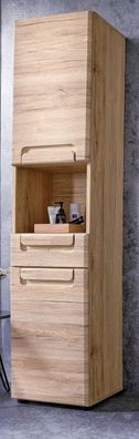 Badschrank Hochschrank Eiche San Remo Badezimmer Schrank Bad Möbel Malea 2-türig