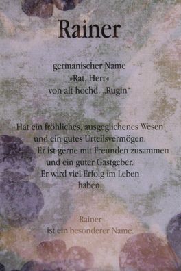 Rainer, Namenskarte Rainer, Geburtstagskarte Rainer, Karte Rainer