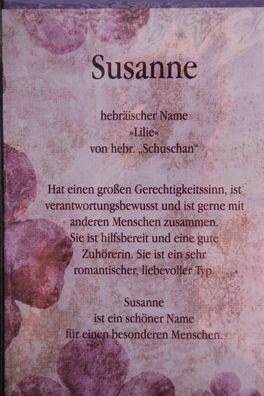 Susanne, Namenskarte Susanne, Geburtstagskarte Susanne, Karte Susanne