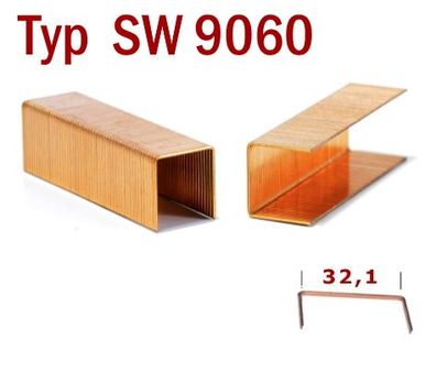 Heftklammern SW 9060 | 32 - 35 mm verkupfert | 9.600 Stück : 32 mm 9.600 Stück