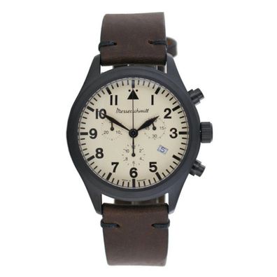 Aristo Herren Messerschmitt Uhr Edelstahl Chronograph ME5030-44VS Leder