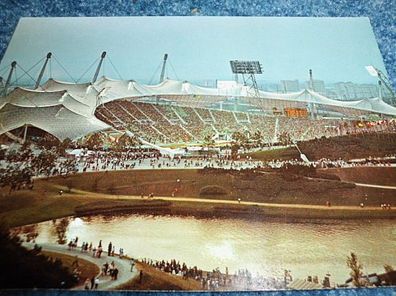 4121 / Ansichtskarte-München Olympiagelände mit Olympiastadion