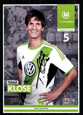 Timm Klose VFL Wolfsburg 2013-14 Autogrammkarte + A 59340