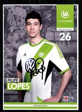 Felipe Lopes VFL Wolfsburg 2013-14 Autogrammkarte + A 59355