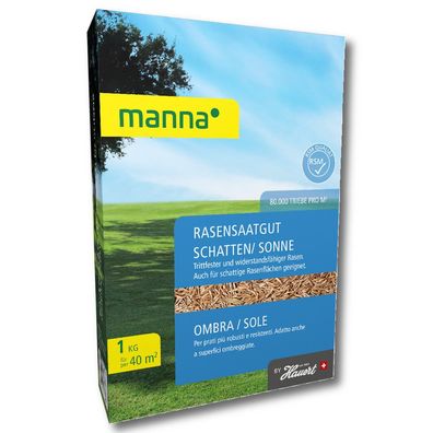 Manna Rasensamen Schattenrasen Sonnenrasen 1 kg Grassamen Rasensaat 40 m²