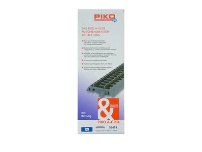 Piko H0 55419, 6 x Bogen mit Bettung R9, 908 mm, A Gleis, neu, OVP