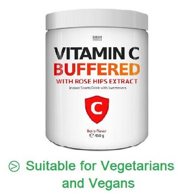 Dion Sportlabs Vitamin C Buffered with Rose Hips Extract 180 g Immune Health Suppl.