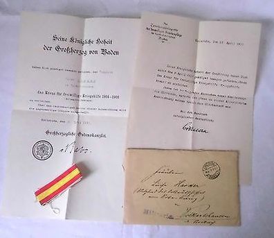 Urkundenkonvolut mit 2 Urkunden und einer Beförderung Karlsruhe 1892-1917