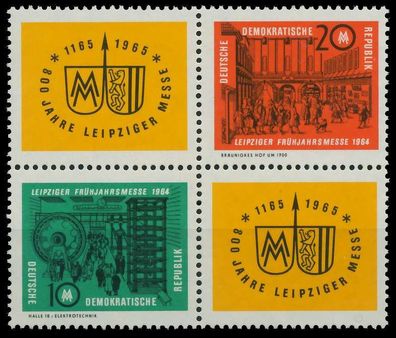 DDR Zusammendruck Nr 1012VB2-1013VB2 postfrisch Viererb X114B56