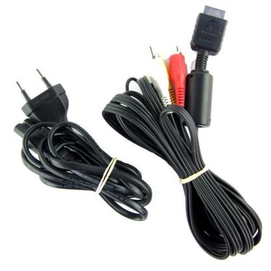 Ps1 Netzstecker - Stromkabel - Ladegerät Für Ps1 Fat Konsole + 3 Cinch (Chinch) Kabel