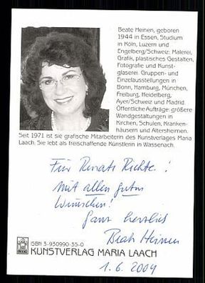 Beate Heinen Autogrammkarte Original Signiert Schriftsteller/ Autor + 76977