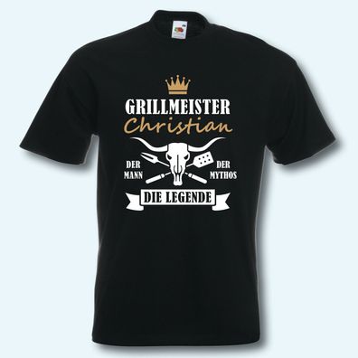 T-Shirt, Fun-Shirt, Grillmeister, Wunschname, Griller, Grill, Party