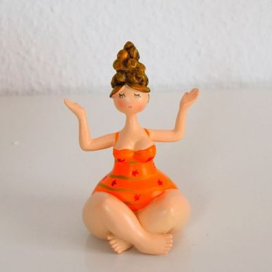 Inware Dicke Frau Yogafigur Orange 10cm Dickmadame sitzende Frau Meditation 2540