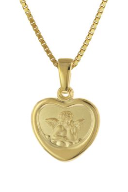 trendor Schmuck Halskette mit Schutzengel für Mädchen Gold auf Silber 925 75713