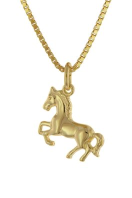 trendor Schmuck Mädchen-Halskette mit Pferdchen Gold auf Silber 925 75715