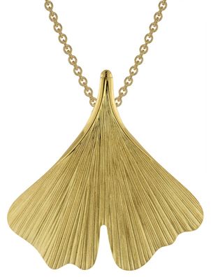 trendor Schmuck Damen-Halskette mit Ginkgo-Blatt Anhänger Gold auf Silber 75717
