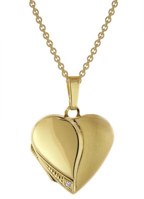 trendor Schmuck Medaillon Herz mit Damen-Halskette Gold auf Silber 925 75738
