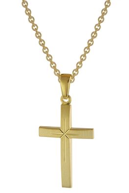 trendor Schmuck Kreuz-Anhänger mit Kette Gold auf Silber für Damen und Herren 75809