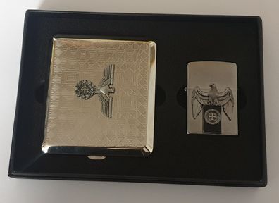 ZIPPO Feuerzeug Reichsadler Emblem Eisernes Kreuz + Zigarettenetui im Geschenkset