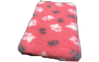 Vet Bed Hundedecke Hundebett Schlafplatz 75 x 50 cm rosa mit weißen und grauen Pfoten