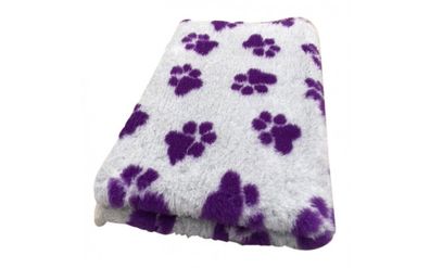 Vet Bed Hundedecke Hundebett Schlafplatz 150 x 100 cm grau mit großen lila Pfoten