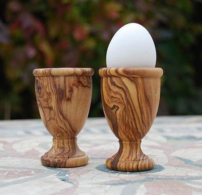 Eierbecher Eierhalter aus Olivenholz Holzbecher Eier Becher Halter mit Fuß