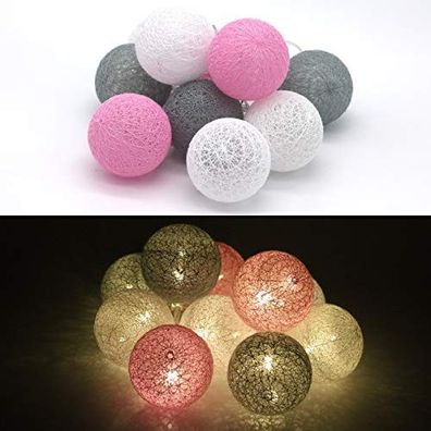 Tronje LED Baumwollkugeln Kugel-Lichterkette 4h-Timer Lichterkugeln Leuchtkugeln