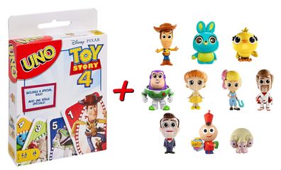 UNO Toy Story 4 Kartenspiel Spiel + Figuren 10er-Pack Sammelfiguren Spielfiguren