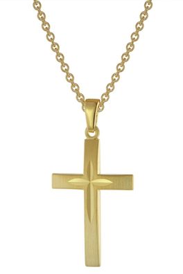 trendor Schmuck Kreuz-Anhänger mit Halskette Gold auf Silber 75834