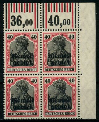 MEMEL 1920 Germania Nr 6 WOR postfrisch Viererblock ECK X6F4C86