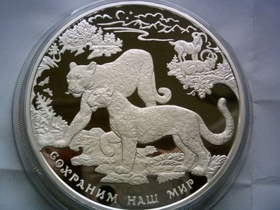 100 Rubel 2011 PP Russland 1kg kilo Silber Südwestasiatischer Leopard nur 500 Stück