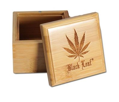 Black Leaf' 'Blatt' Aufbewahrungsbox aus Bambus - 70x70x55mm