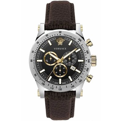 Versace Herren Uhr Armbanduhr Chronograph SPORTY VEV800119 Leder