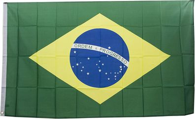 Flagge Brasilien (90x150cm) Fahne Flag Brazil bandeira Metallösen Polyester
