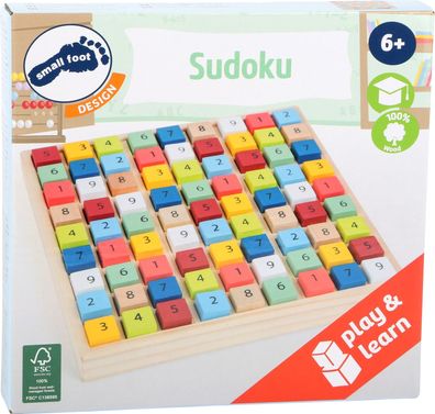 Holzspiel Sudoku 18 x 18cm aus Holz mit bunten Zahlenwürfeln small foot