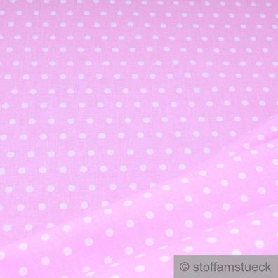 Stoff Baumwolle Punkte klein rosa weiß Tupfen Baumwollstoff 160 cm