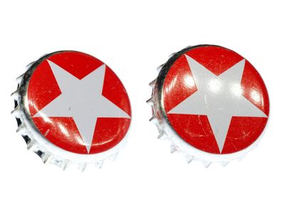Kronkorken Sterni Manschettenknöpfe Miniblings Knöpfe + Box Bier roter Stern