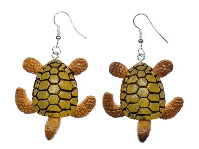 Schildkröte Ohrringe Miniblings Hänger Schildkröten Meeresschildkröte 40mm Oliv
