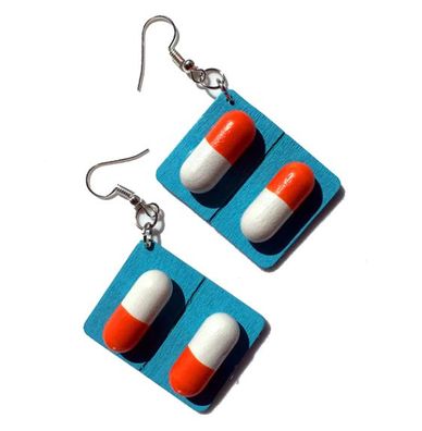 Pillen Ohrringe Miniblings Tablette Pille Kapseln Karneval Medizin Ärztin Studium