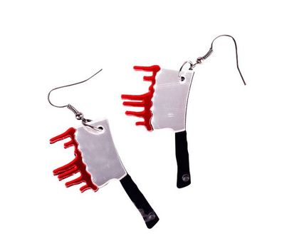Beil Halloween Ohrringe Hänger Miniblings Hackebeil Hackmesser Messer Blut