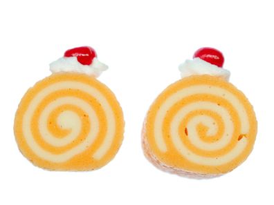 Biskuitrolle Ohrstecker Miniblings Stecker Ohrringe Kuchen Torte Biscuit ORANGE