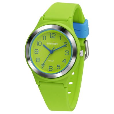 SINAR Jugenduhr Armbanduhr Analog Quarz Jungen Silikonband XB-48-13 grün blau