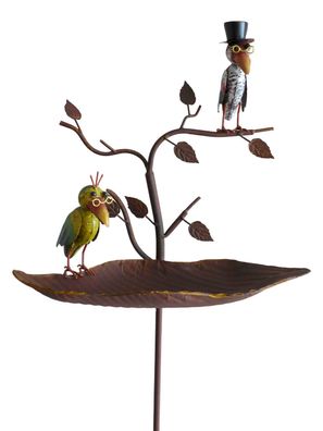 Vogeltränke Vögel mit Brille Gartenstab Gartenstecker Gartendekoration Garten