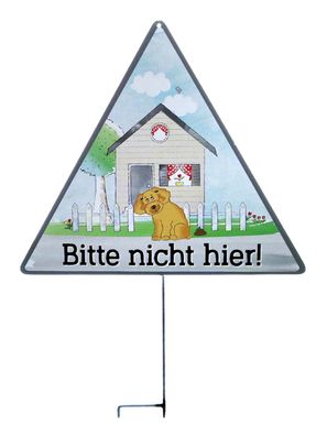 Metallschild Hund Bitte nicht hier! Stecker 65 cm Hänger Schild Hundekot Verbot