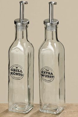 2er Set Essig & Öl Grillkönig Spender Glasflasche Essigspender Ölspender Grill