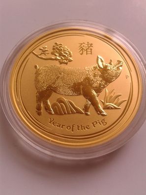 Original 200$ 2019 Australien Lunar Schwein 2 Unzen 62,2g 9999er Gold perth mint